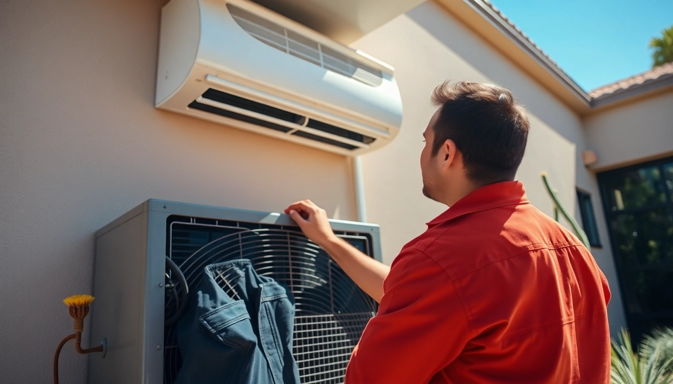 Technician performing scottsdale ac maintenance in a modern Scottsdale home.