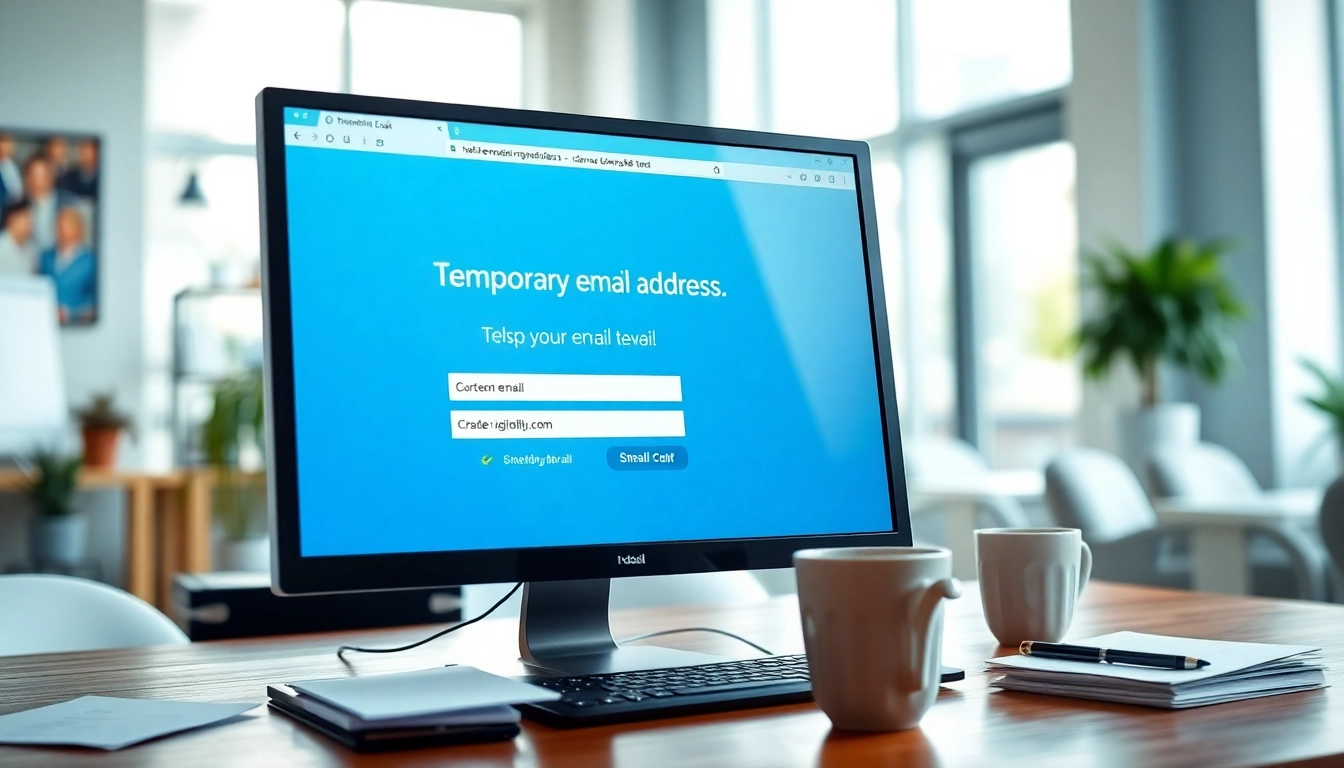 Generate a temporary email address using an intuitive online tool in a modern workspace.
